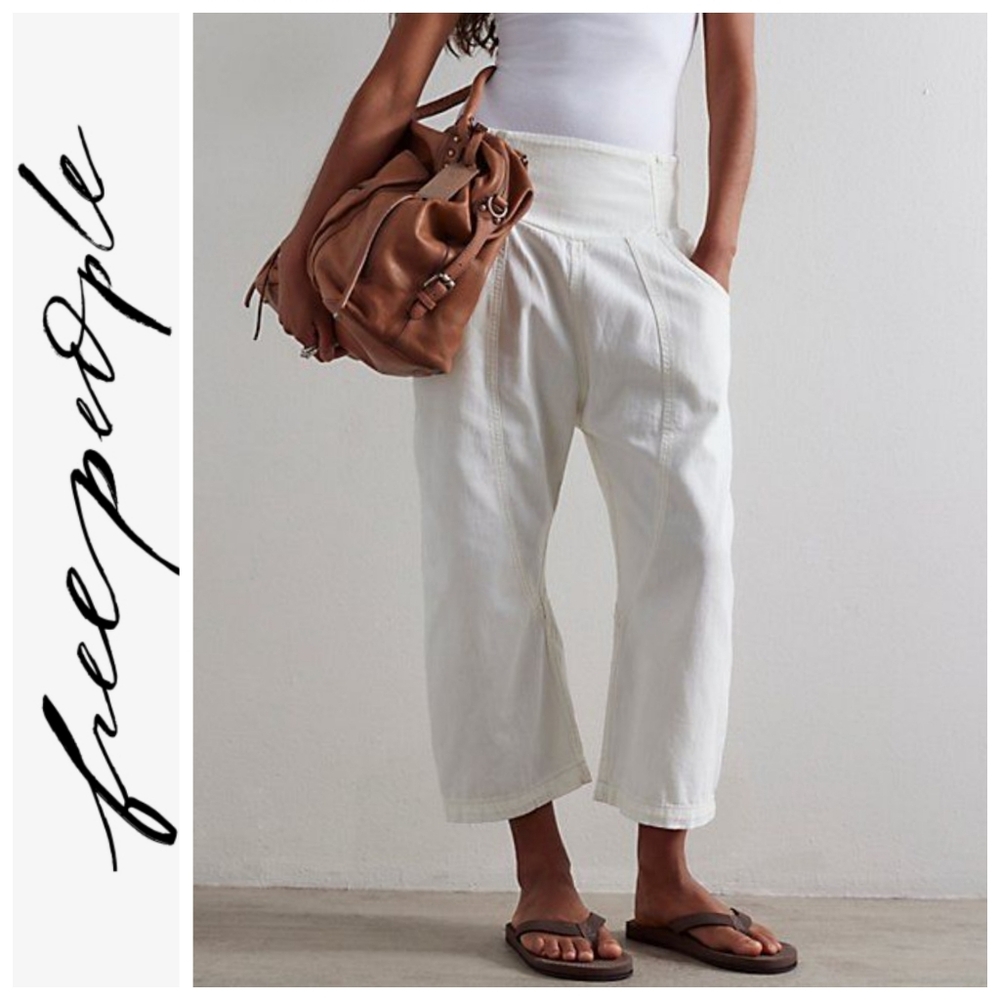 We The Free Lunan Cropped Harem White Pants